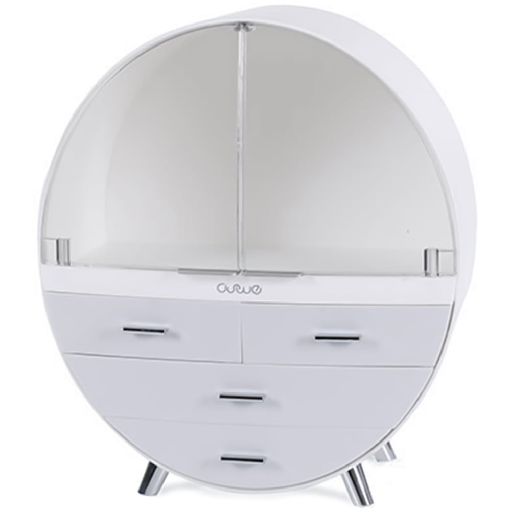 H&O Direct 4 Drawer Round Dustproof Cosmetics Organiser Image 1