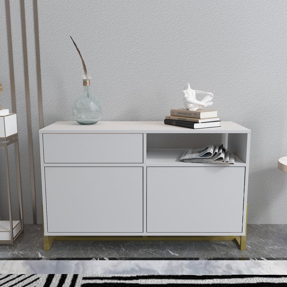 Decorotika Utopie 3 Door Singe Shelf White Modern Storage Cabinet Image 7