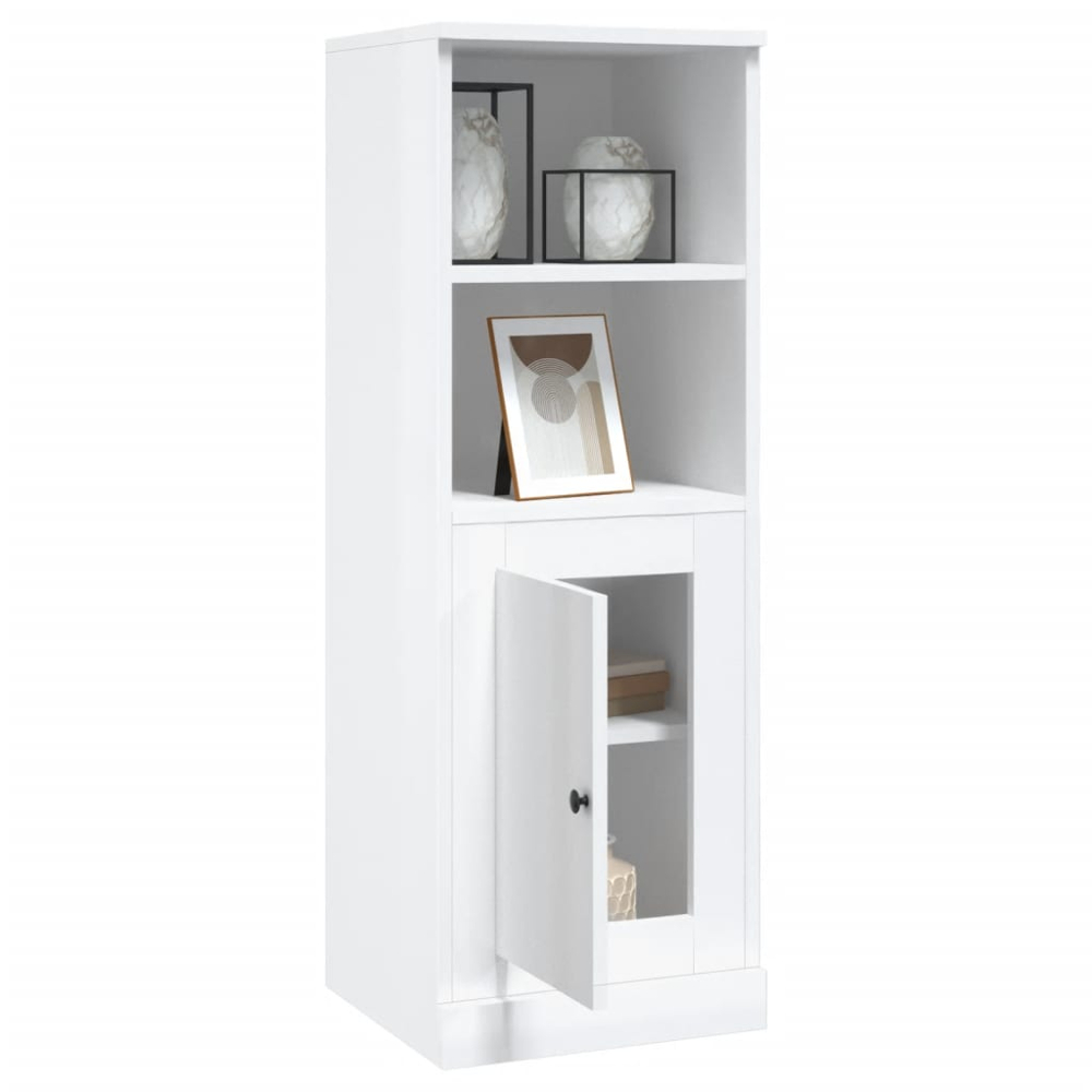 vidaXL Single Door 2 Shelf High Gloss White Highboard Image 5