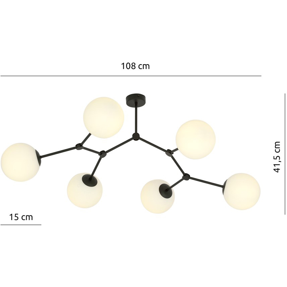 Emibig Space 6 Light White Shade Black E14 Ceiling Light Image 7