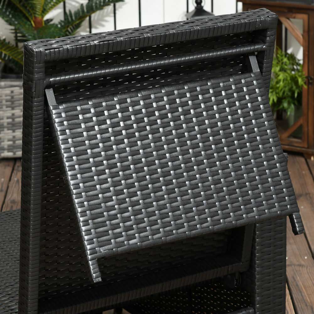 Outsunny 5 Piece Black PE Rattan Sun Lounger Set Image 3