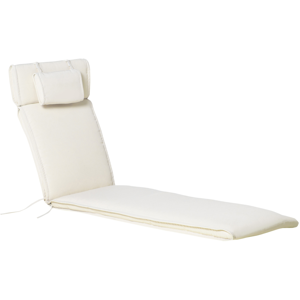 Outsunny White Outdoor Sun Lounger Seat Cushion Image 1