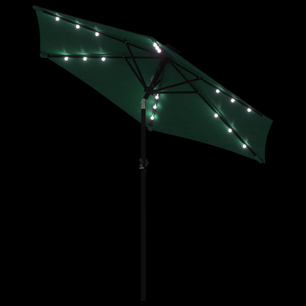 vidaXL Green LED Light Garden Parasol with Steel Pole 2.25m Image 8
