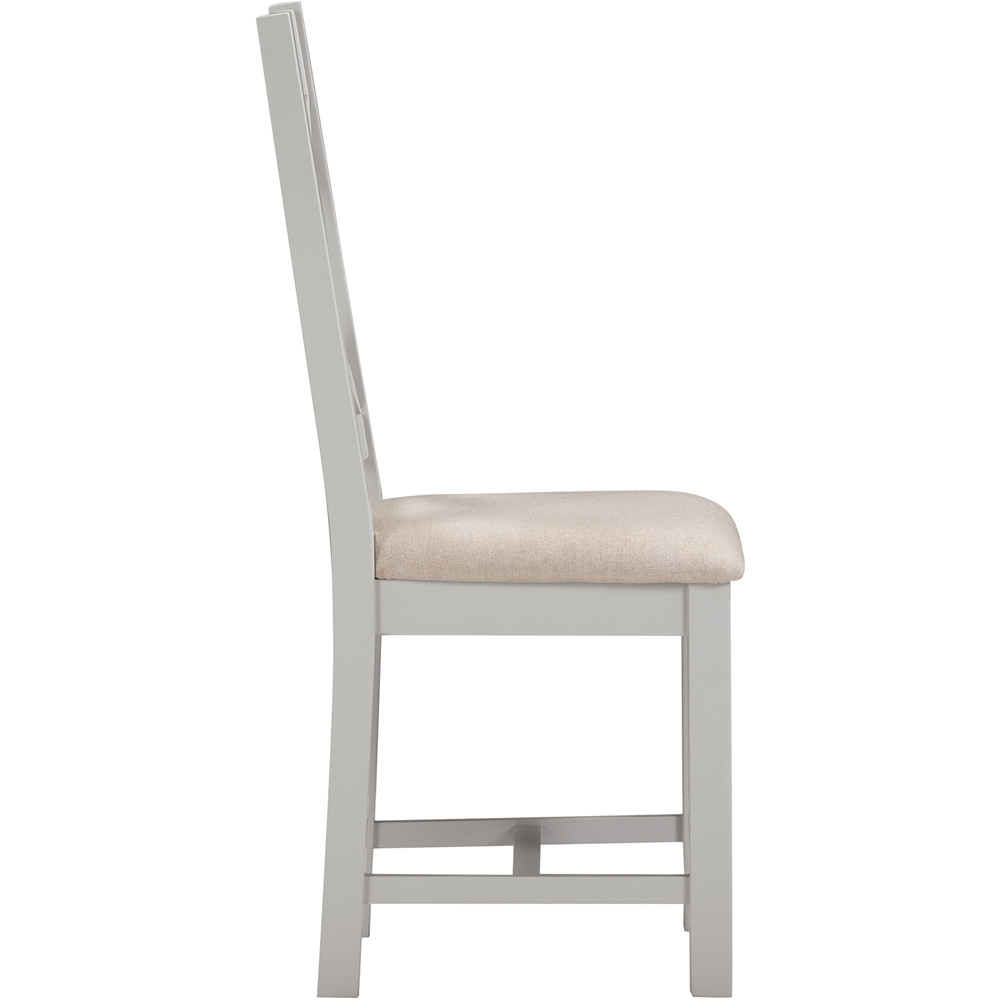 Seconique Windsor Sey of 2 Pebble Grey and Oat Fabric Cross Back Dining Chair Image 5