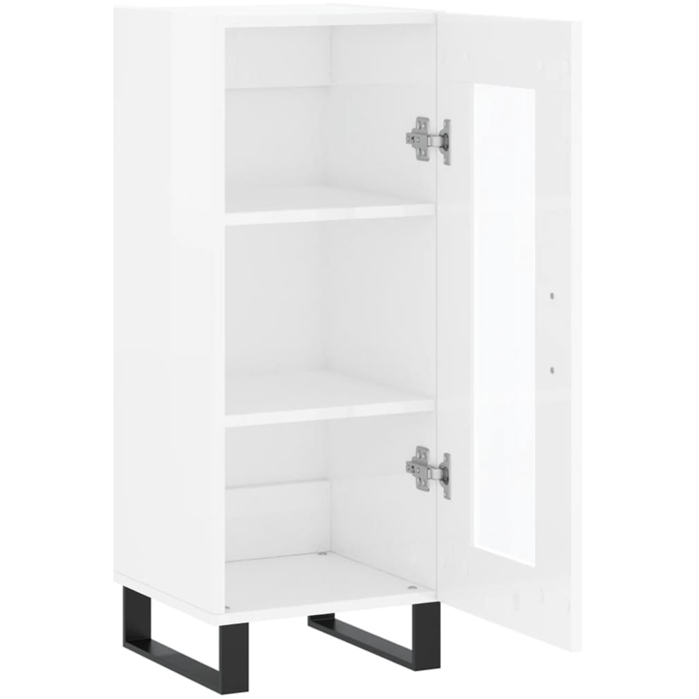 vidaXL Single Glass Door High Gloss White Sideboard Image 5