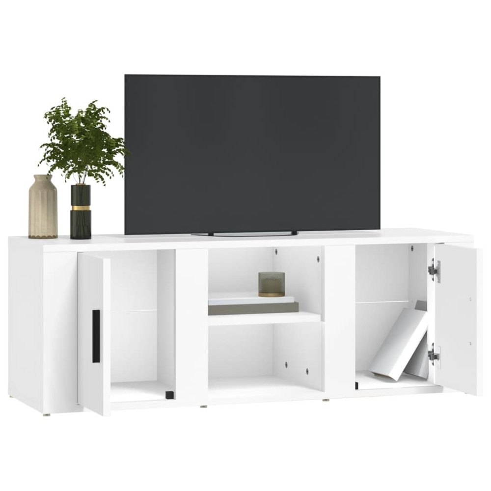 vidaXL 2 Door 2 Shelf White TV Cabinet Image 4