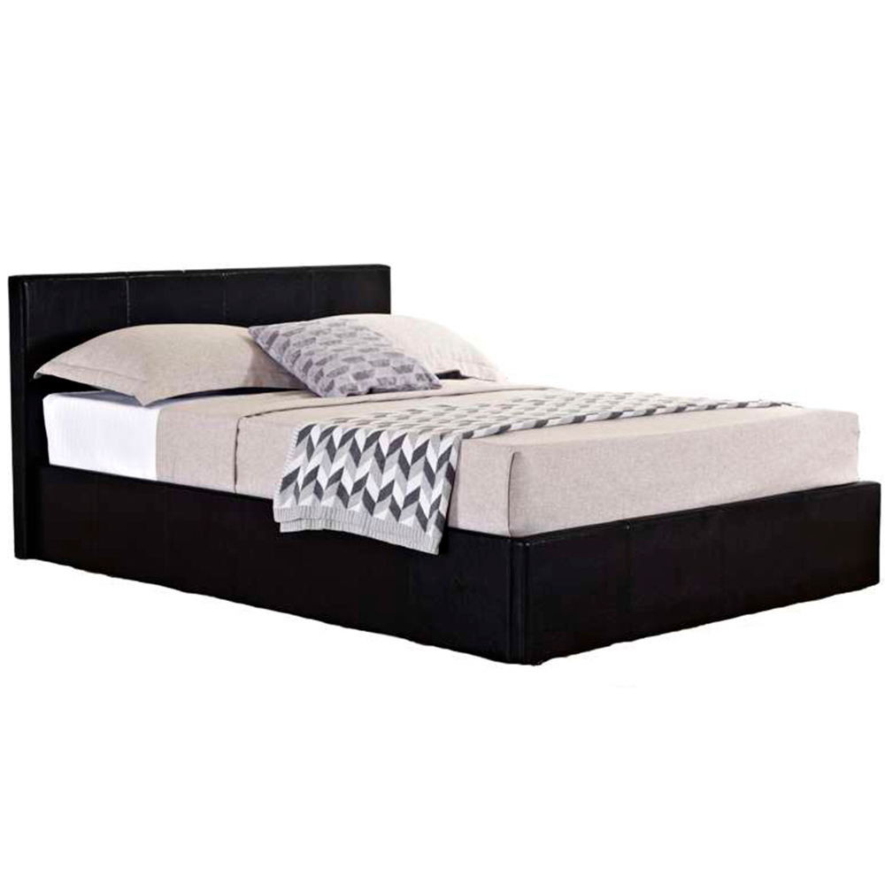 Berlin Small Double Black Faux Leather Ottoman Bed Image 4