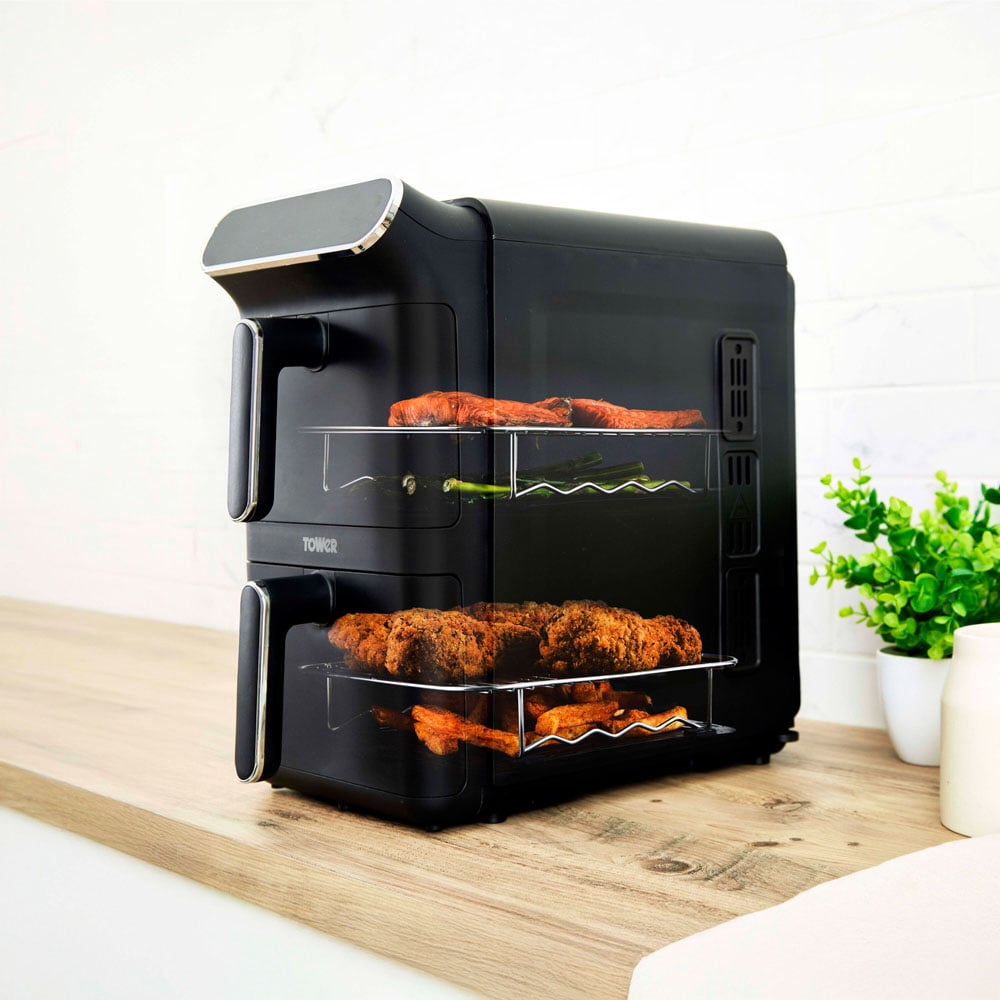 Tower Vortx T17190 Black Chrome Trim Dual Layer Air Fryer 11L Image 2