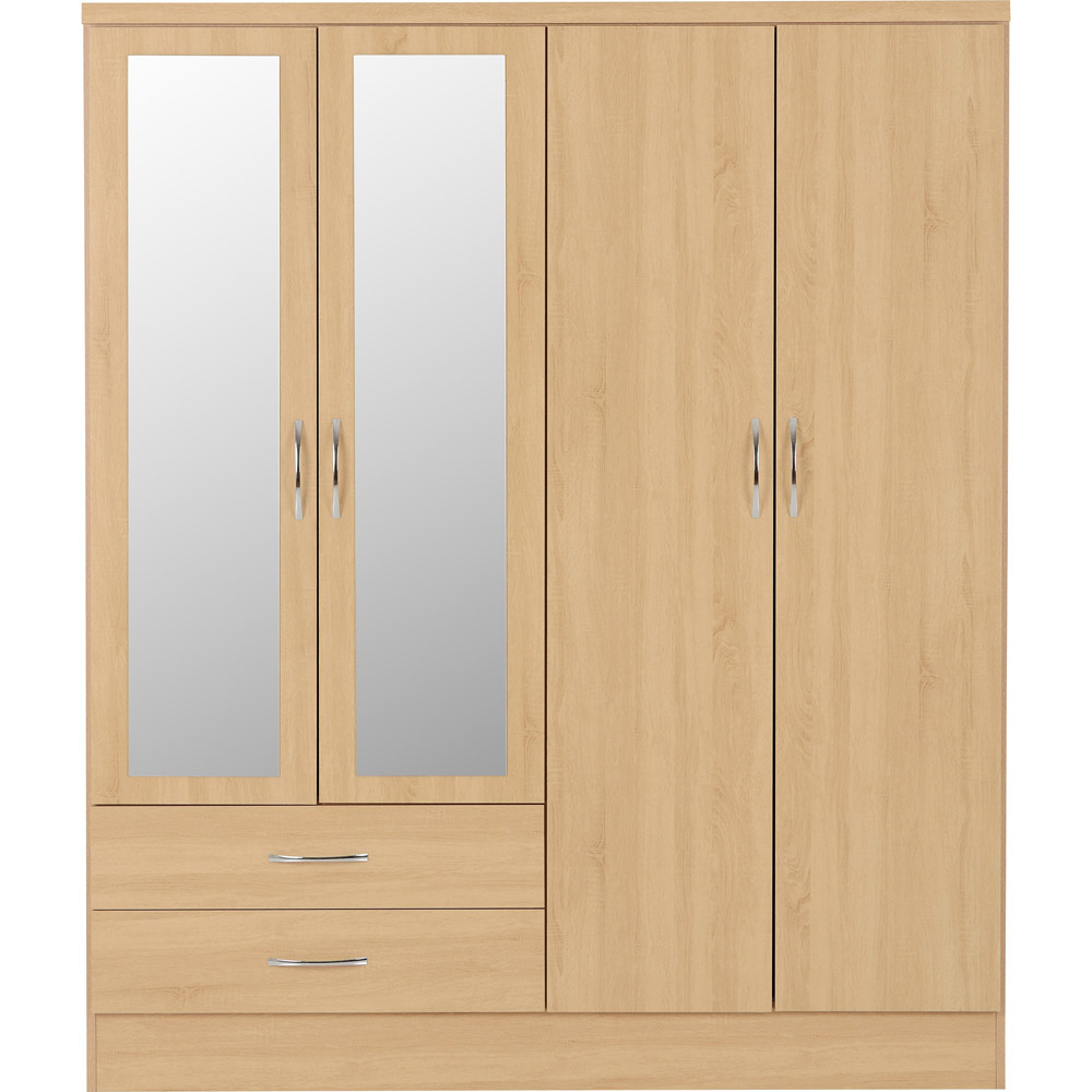 Seconique Nevada 4 Door 2 Drawer Sonoma Oak Mirror Wardrobe Image 2