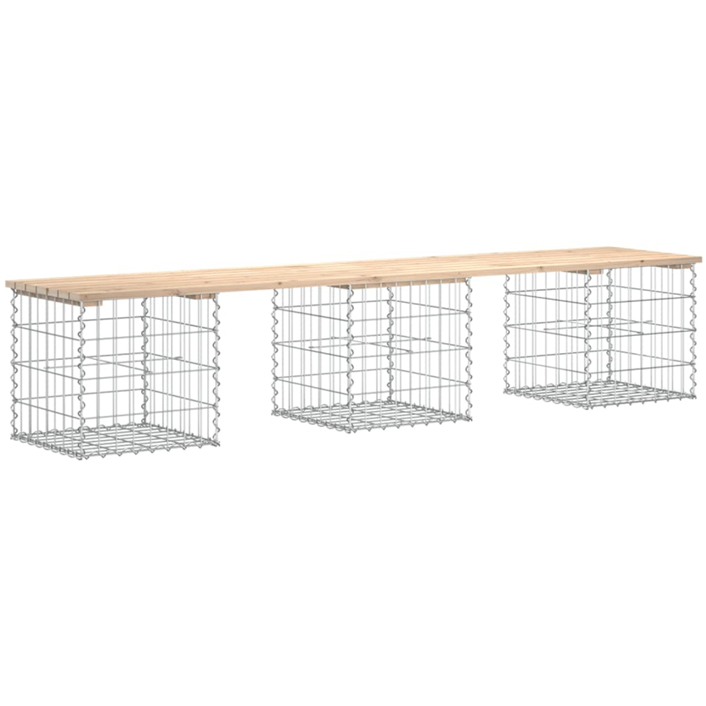 vidaXL Natural Solid Pine Wood Gabion Design Garden Bench 203 x 44 x 42cm Image 4