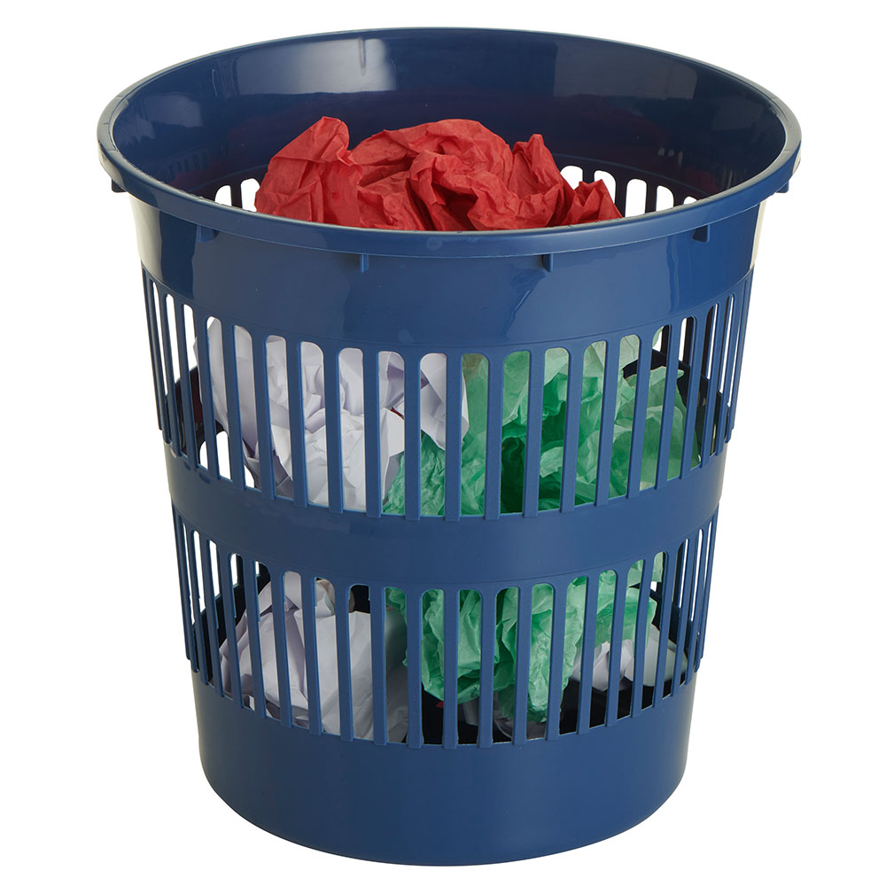 Wilko Dark Blue Waste Paper Bin 12L Wilko