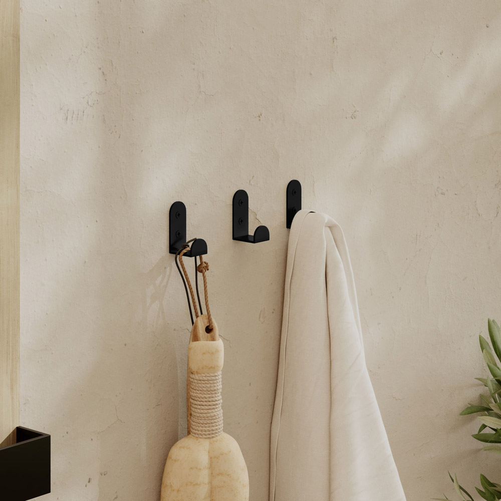 Decortie Leny Black Metal Wall Hook 3 Pack Image 4