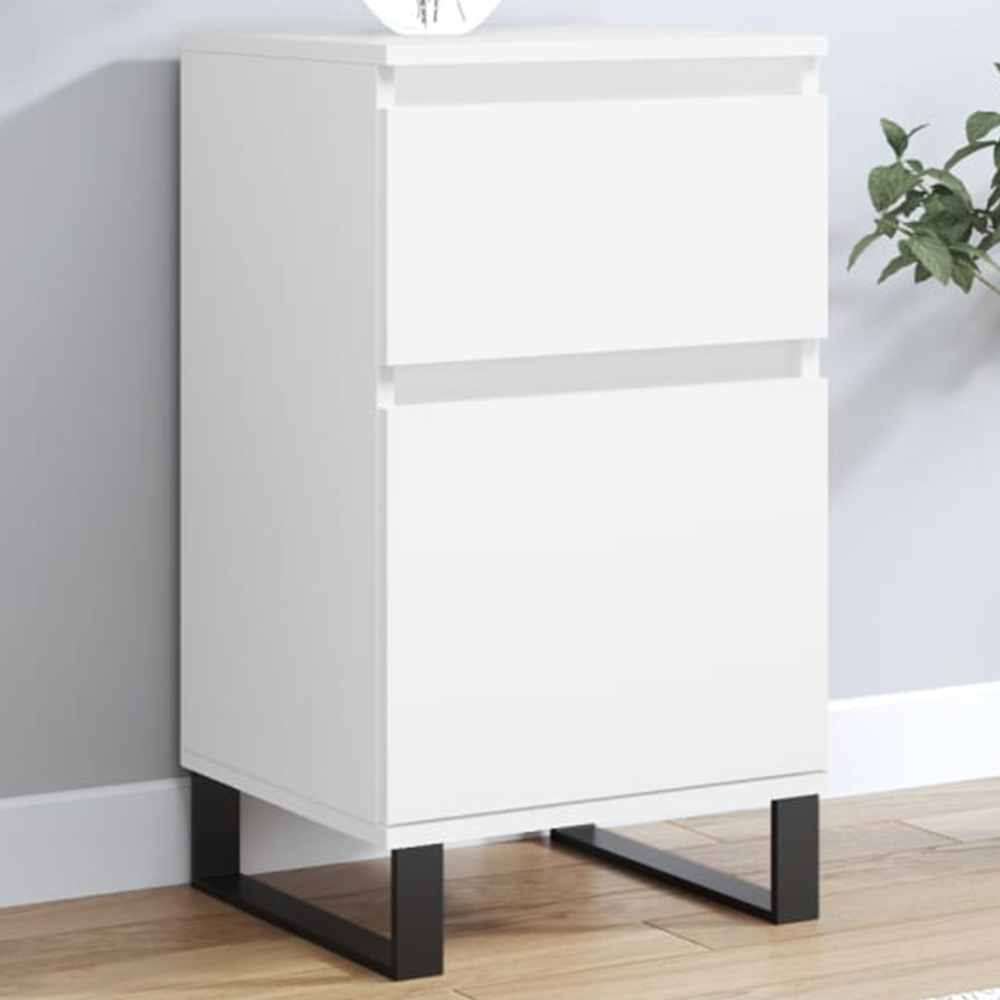 vidaXL Single Door Single Drawer White Sideboard Image 1