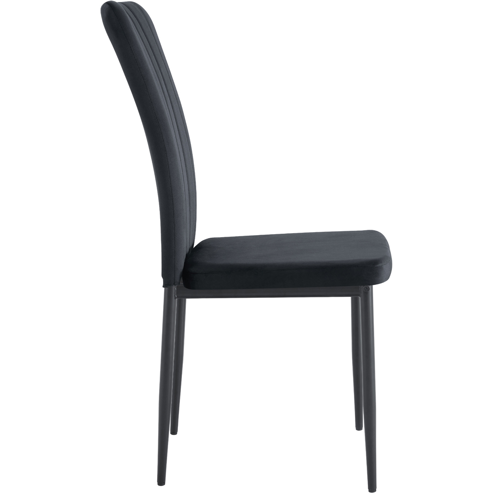 wilko Elle Set of 4 Black Velvet Effect Plush Padded Upholstered Dining Chair Image 4