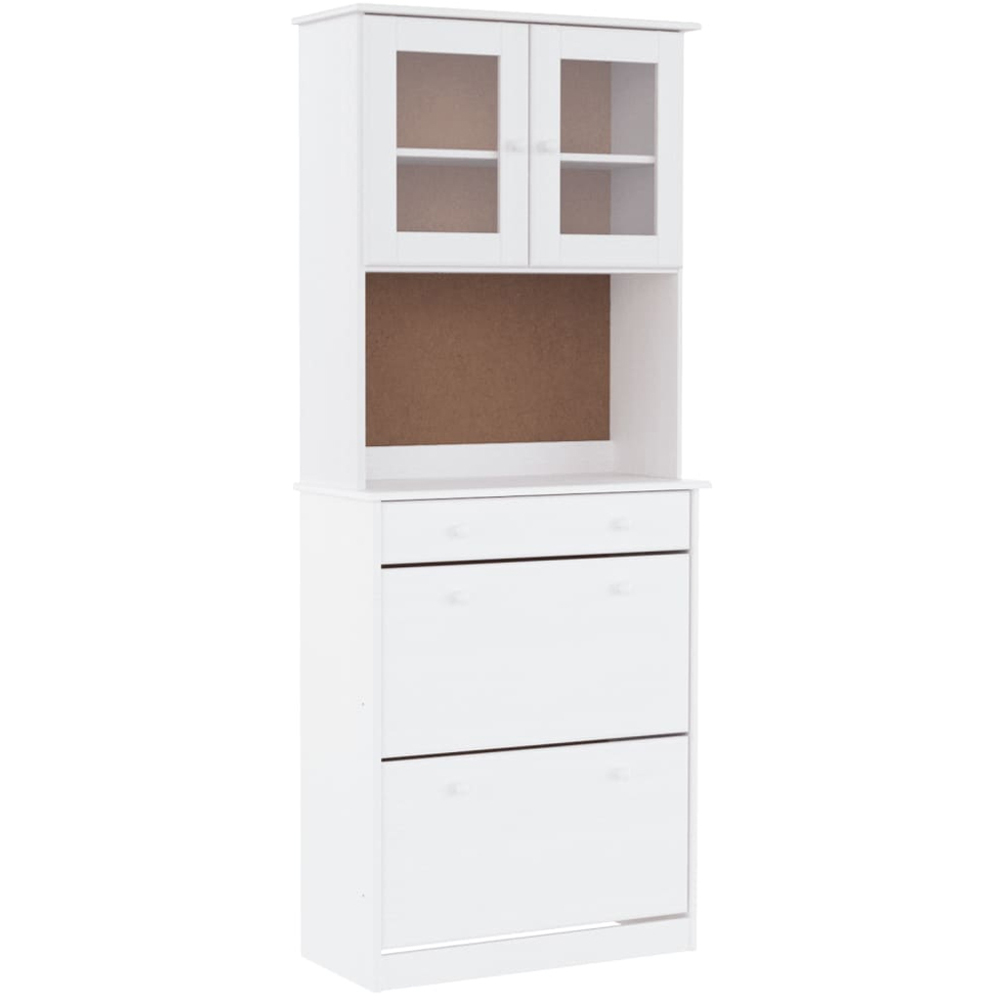vidaXL 4 Door Single Drawer 3 Shelf Solid Pine Wood Highboard 2 Piece Image 2