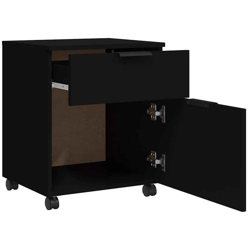 vidaXL Single Door Single Drawer Black Mobile File Cabinet Image 5