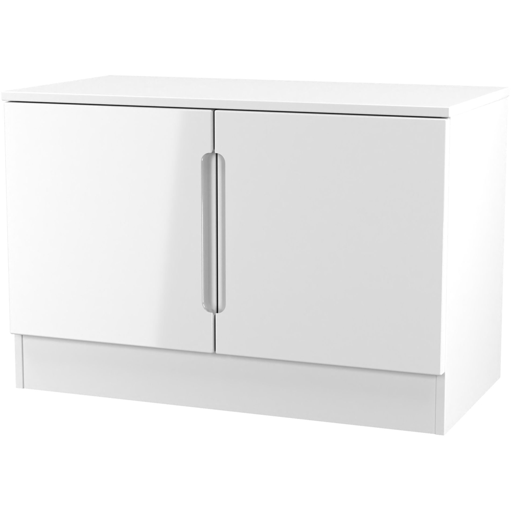 Crowndale Milan 2 Door White Gloss and White Compact Storage Unit Ready Assembled Image 4