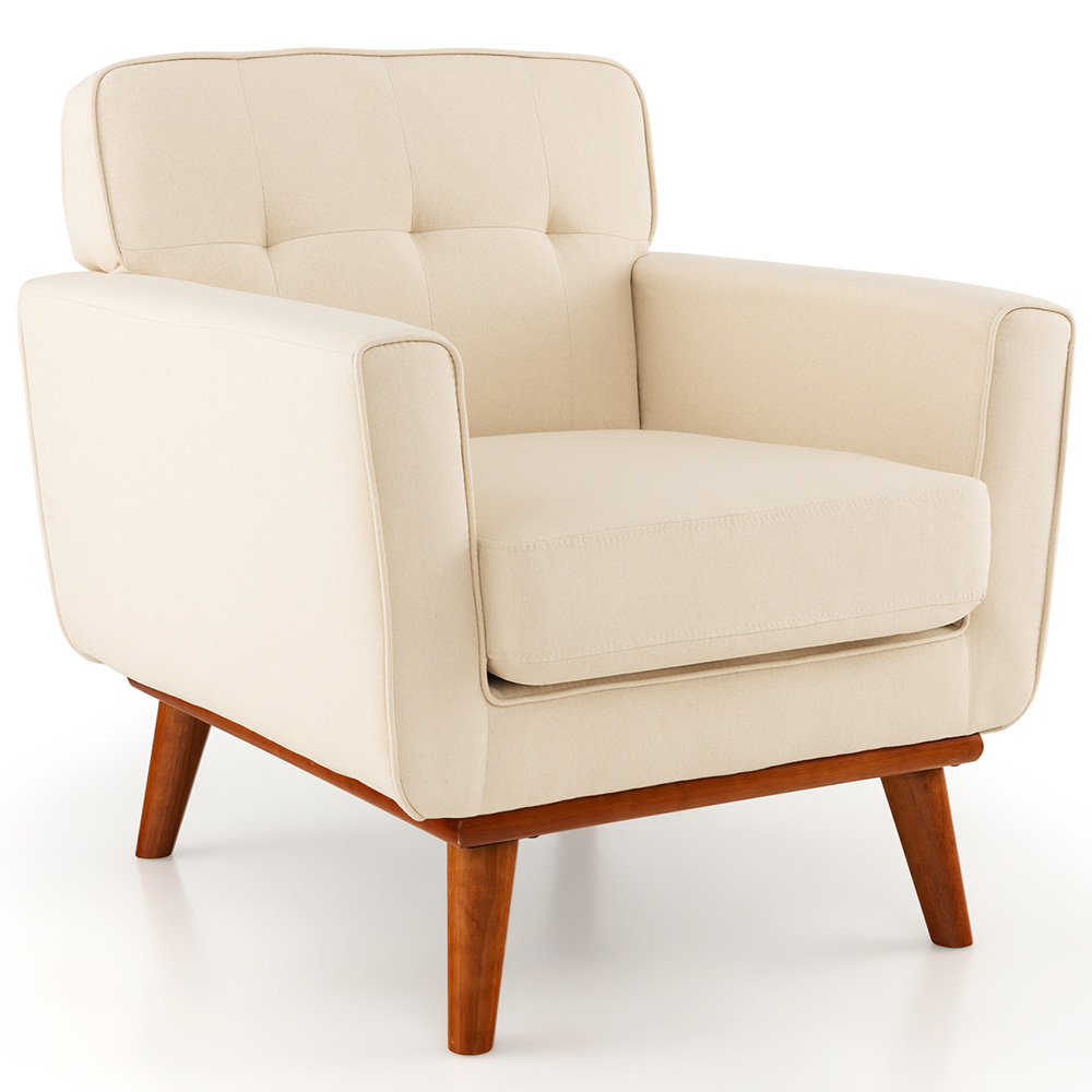 Costway Beige Padded Accent Armchair Image 2