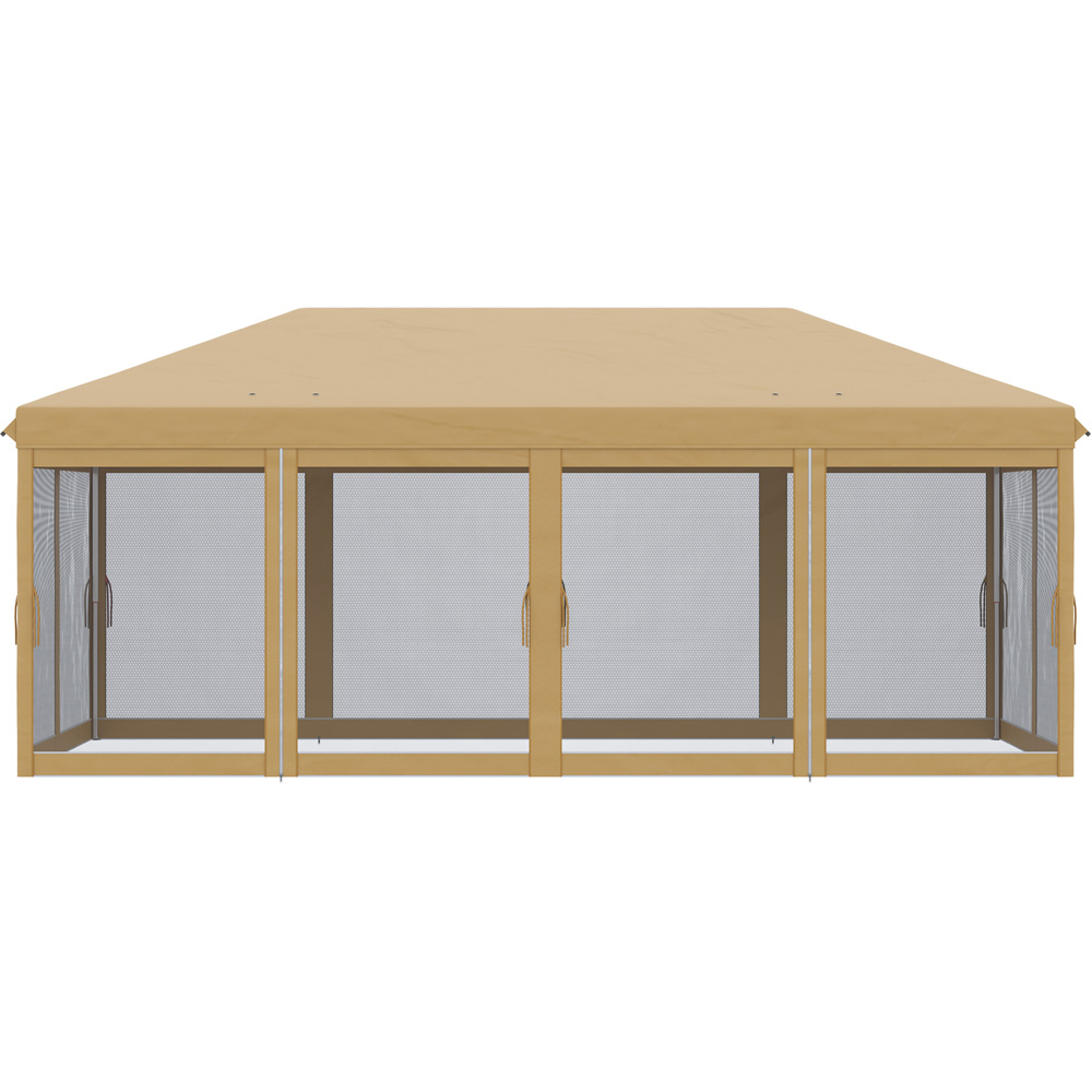 Outsunny 6 x 3m Beige Pop Up Gazebo with Mesh Walls Image 3
