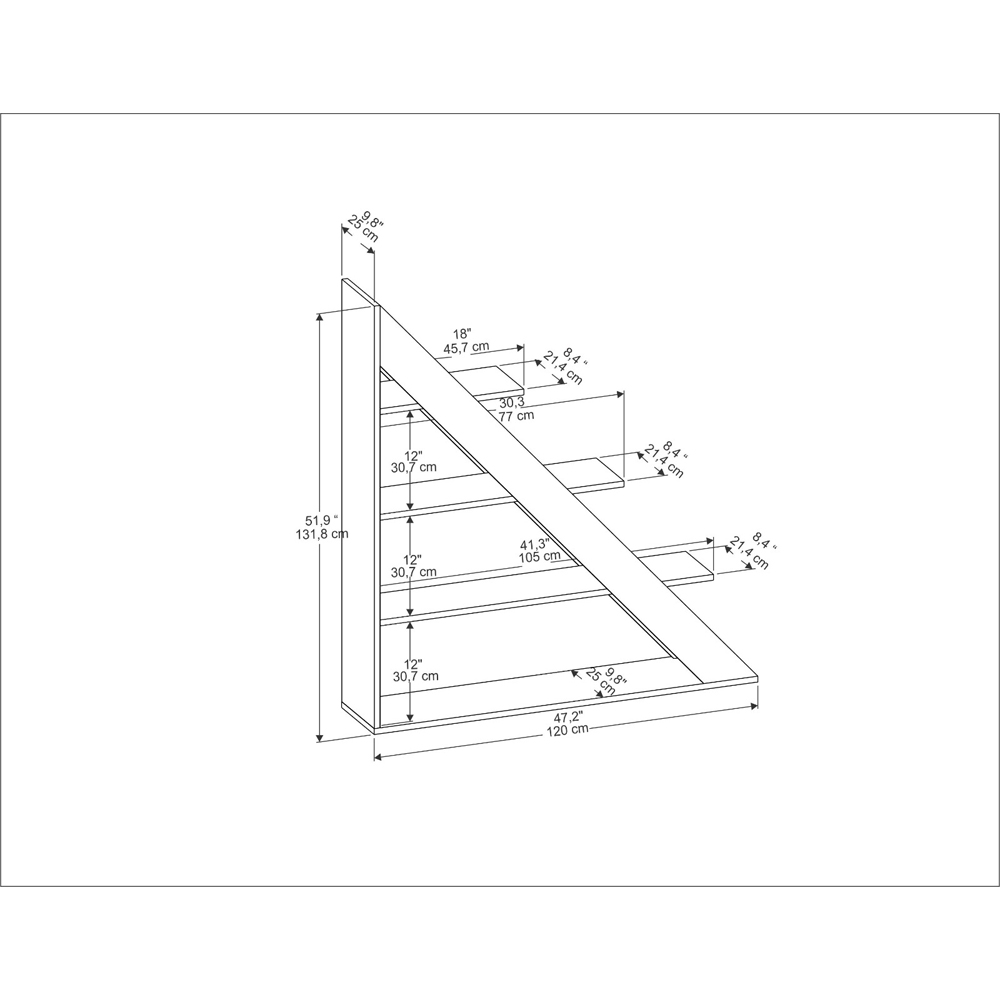 Decorotika Pisagor 4 Shelf White Corner Bookcase Image 7