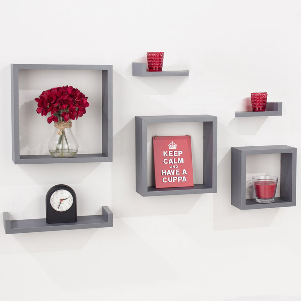 Core Products Hudson Matt Grey Floating Wall Shelf 6 Piece Image 3