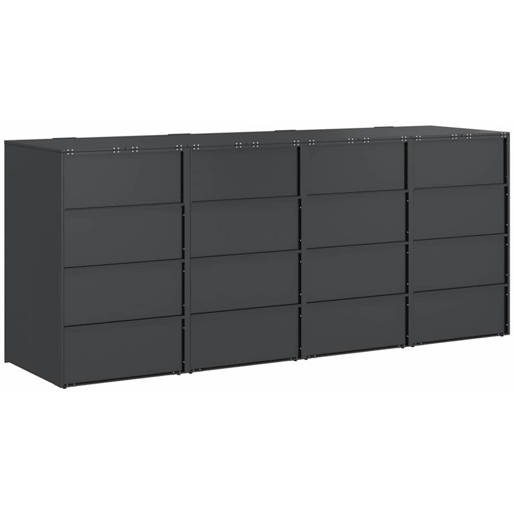 vidaXL Anthracite 4 Wheelie Bin Storage Shed with Stainless Steel Door Image 5