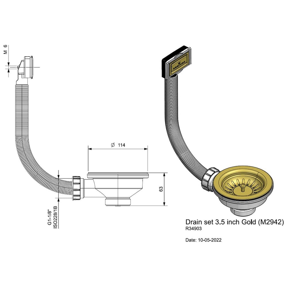 Reginox M 2942 Gold Waste Kit Image 3