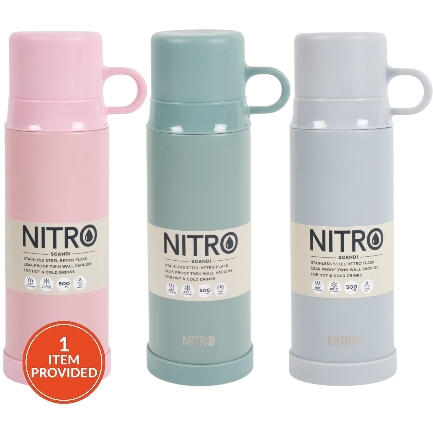 Nitro Scandi Stainless Steel Vacuum Retro Flask Image 1