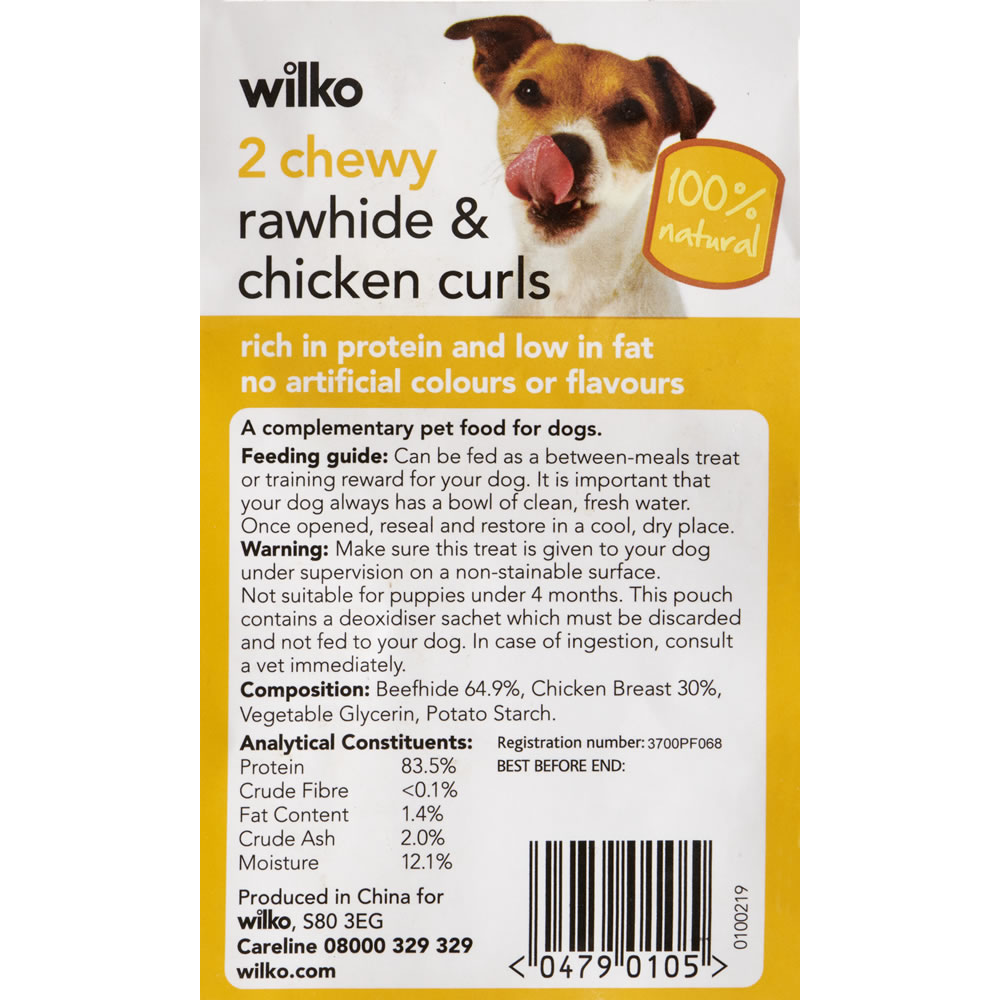 Wilko Rawhide and Chicken Curls 2pk Image 3