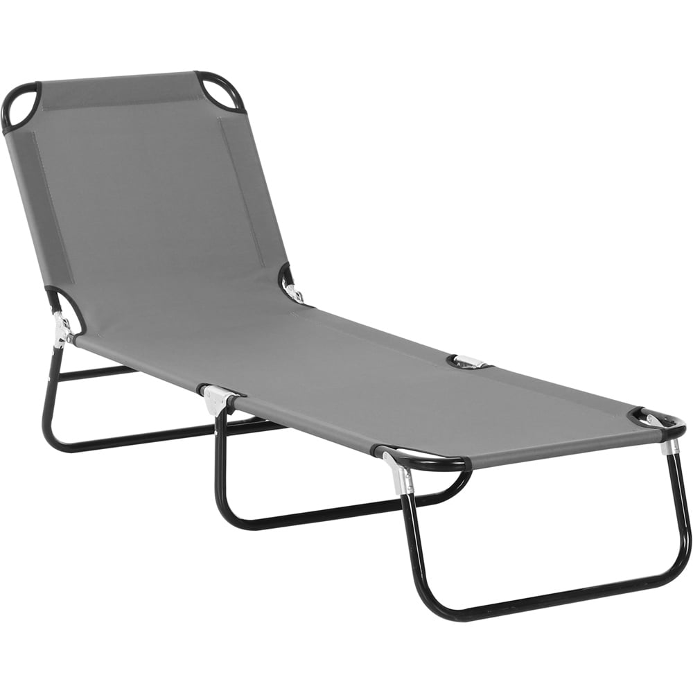 Outsunny Grey 5 Level Adjustable Folding Sun Lounger Image 2