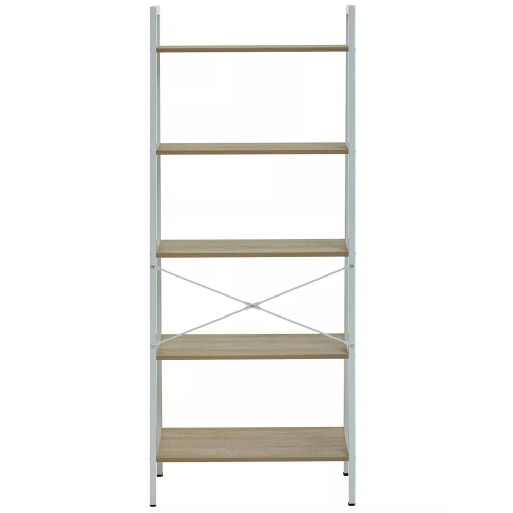 Premier Housewares Bradbury 5 Shelf Natural Oak Veneer Ladder Bookshelf Image 5