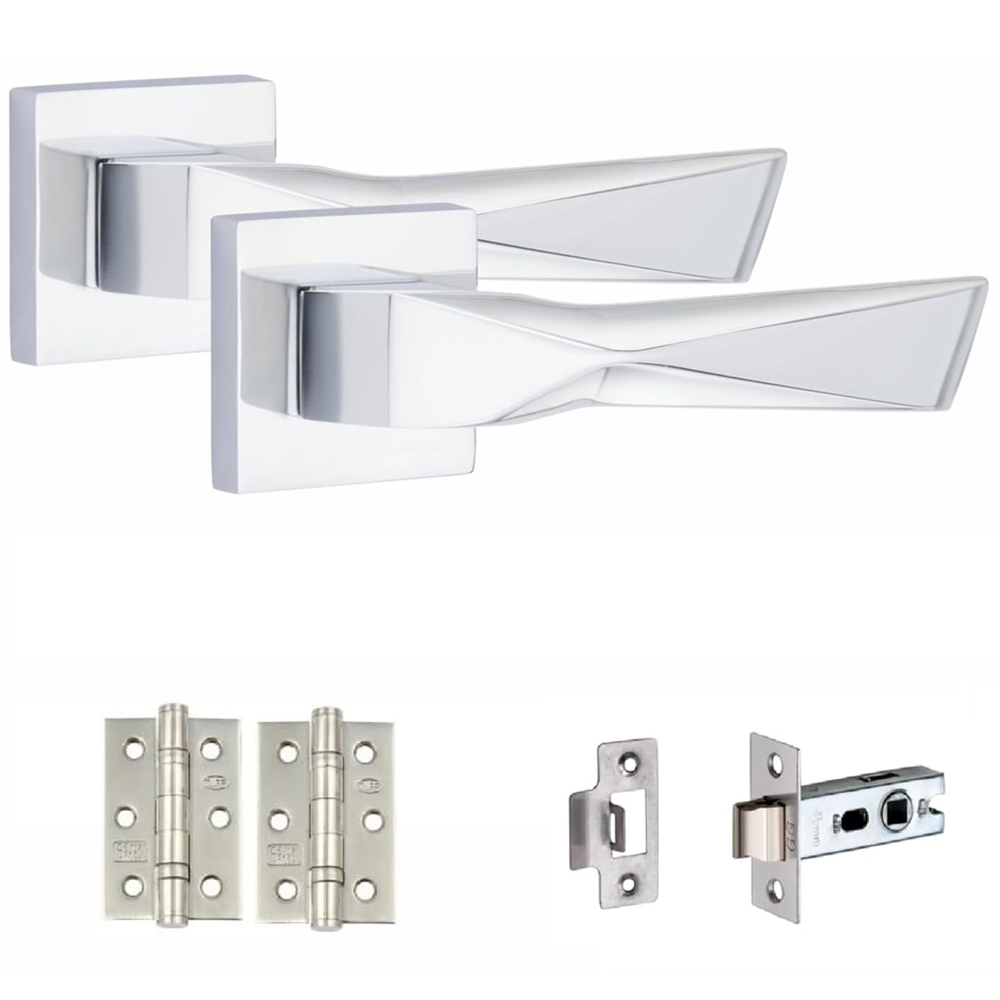 Golden Grace Polished Chrome Aura Door Handle Set 4 Pack Image 2