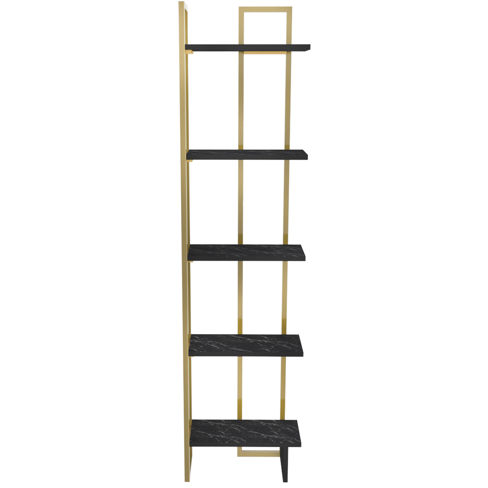 Decorotika Alice 5 Shelf Gold and Black Marble Effect Corner Bookshelf Image 2