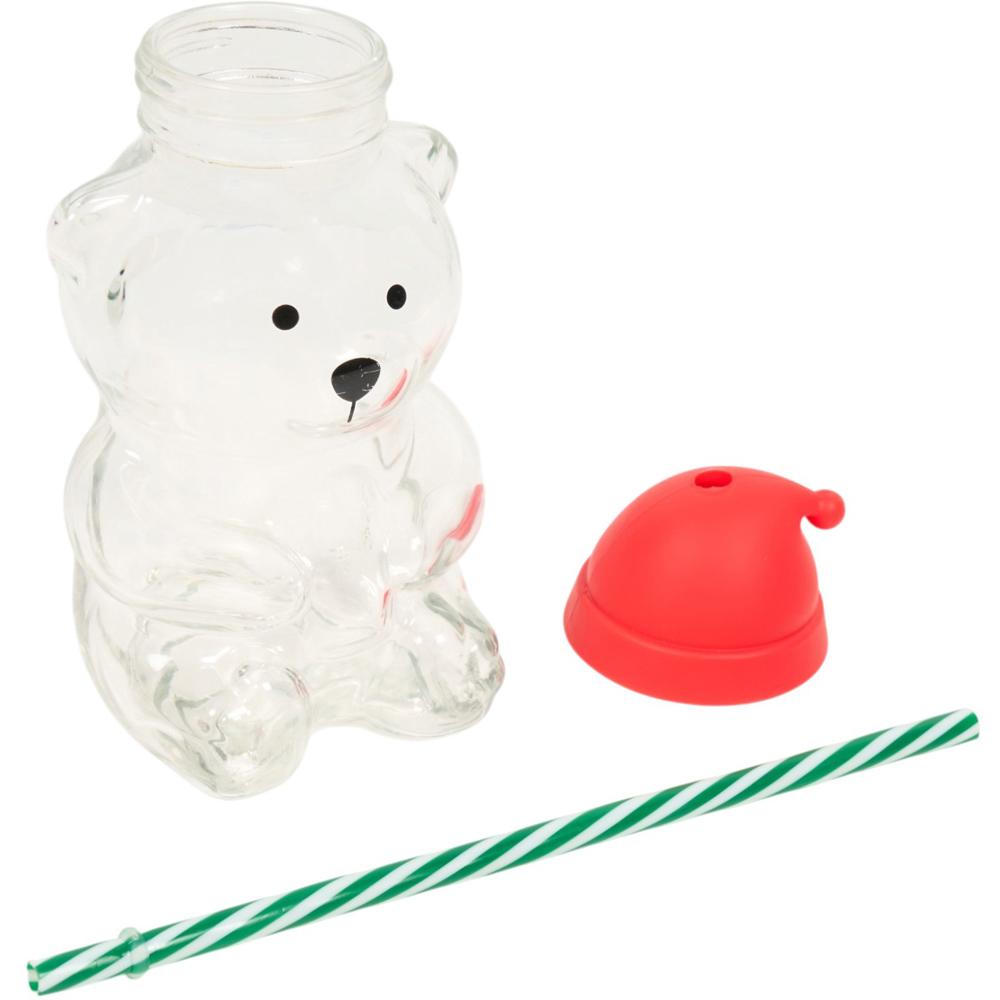 Bear Drinking Jar with Silicone Lid and Straw Image 5