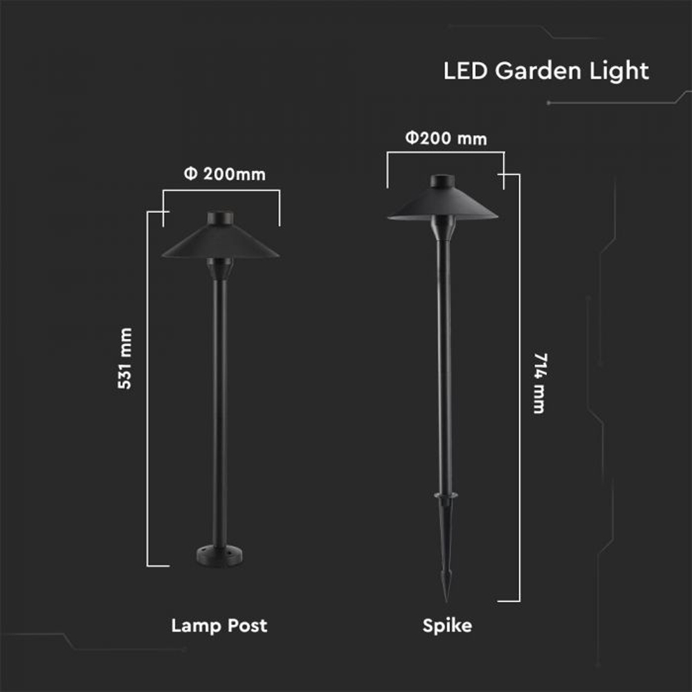 V-TAC 2 in 1 Black Daylight White LED Garden Light Image 9