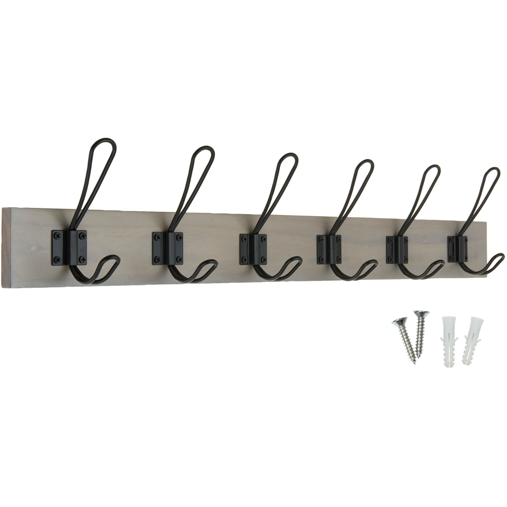 Headbourne Black and Grey Ash 6 Hook Coat Rail Image 1
