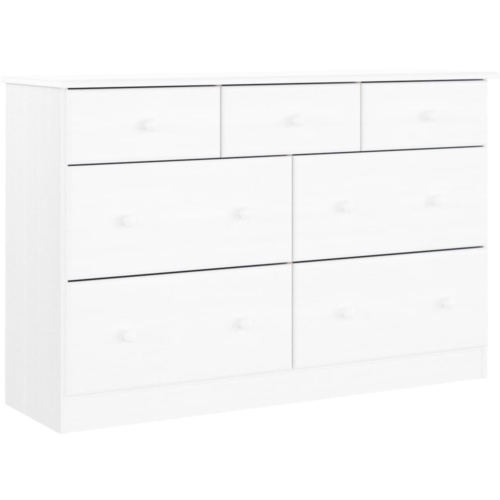vidaXL 7 Drawer White Pine Wood Chest of Drawers Image 2