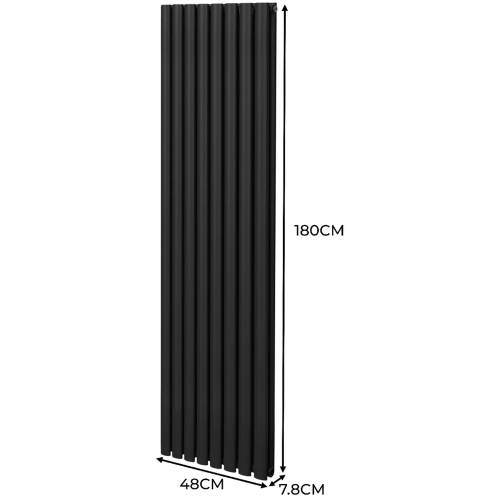 Monster Shop 6421BTU Black Oval Column Radiator and Valves 1800 x 480mm Image 6