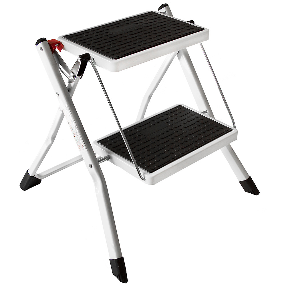 Home Vida 2 Step White Folding Stool Image 1