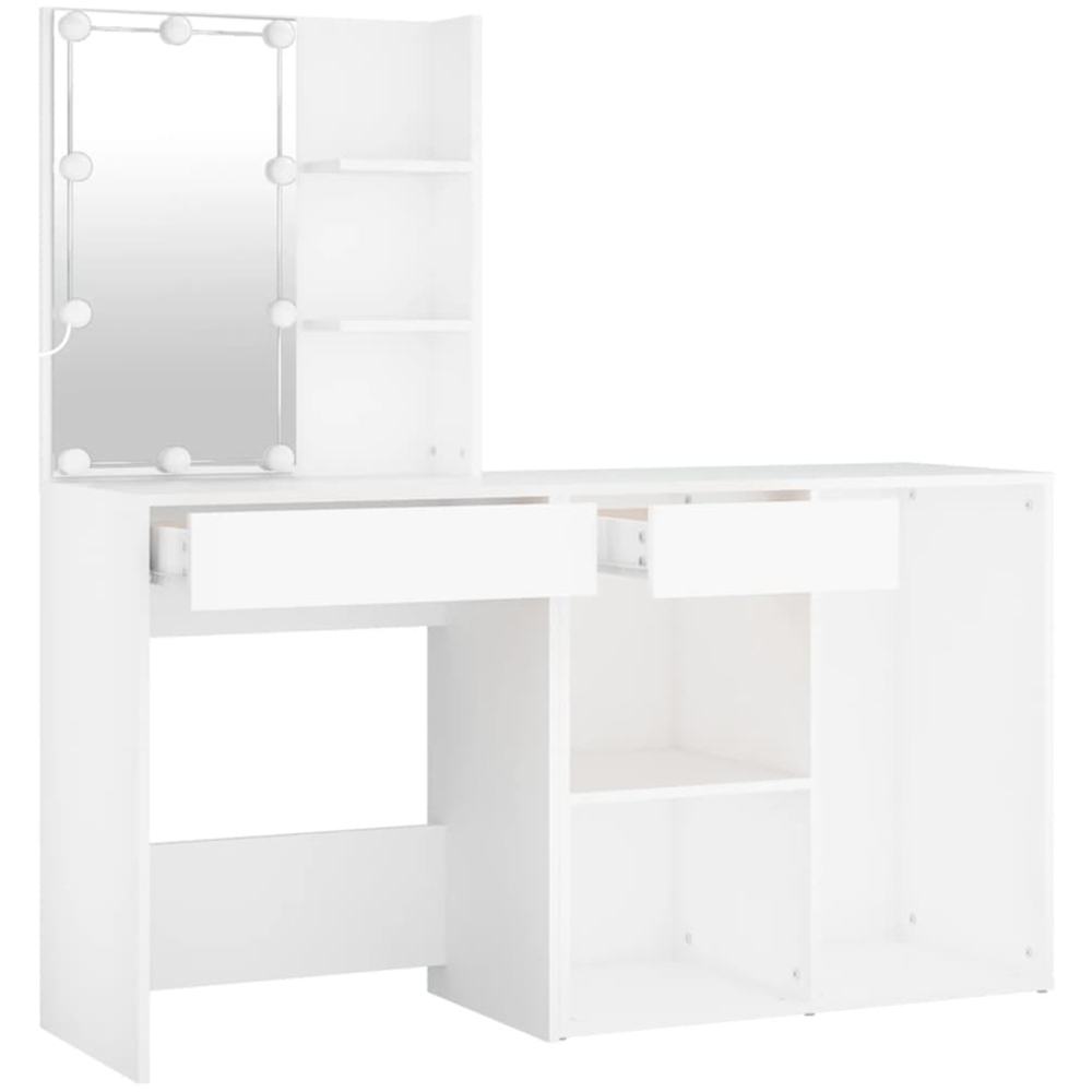 vidaXL White Dressing Table with LED Mirror and Cabinet Image 6