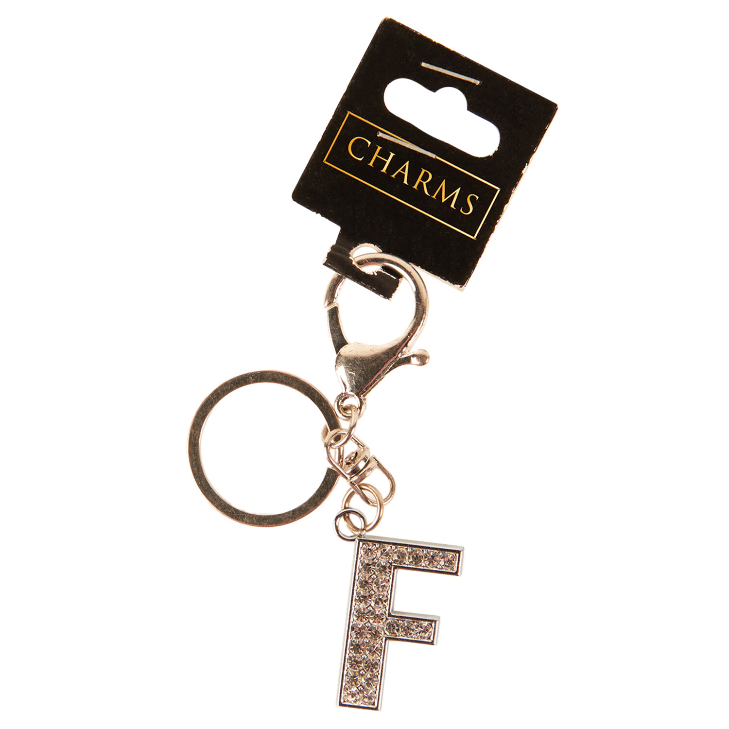 Letter Charm Keyring Silver F Image