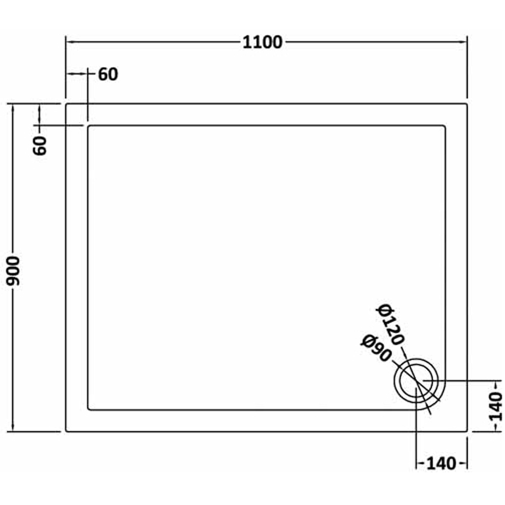 nuie Slate Grey Rectangular Shower Tray 1100 x 900mm Image 2