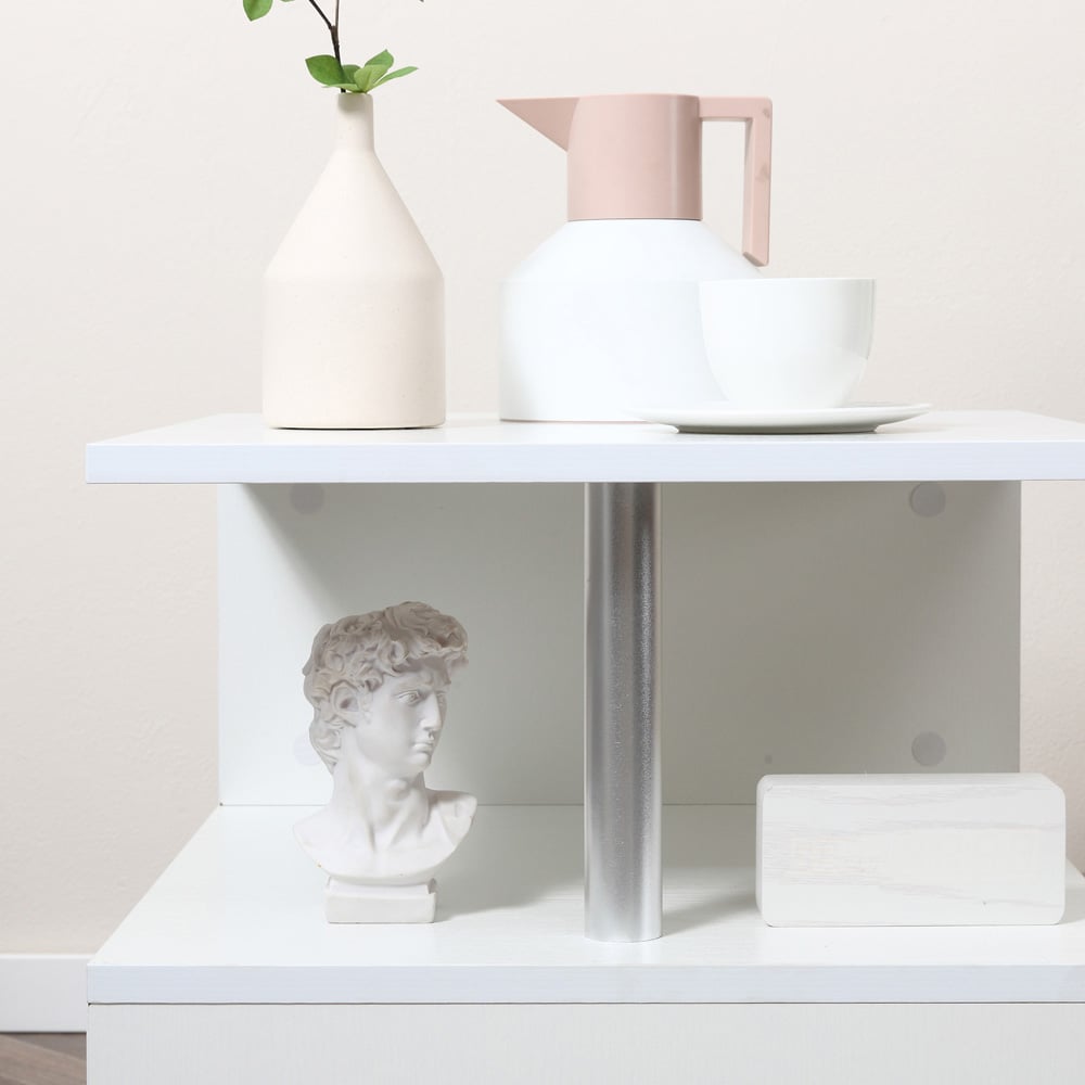 Portland 2 Shelf White S Shape Side Table Image 3