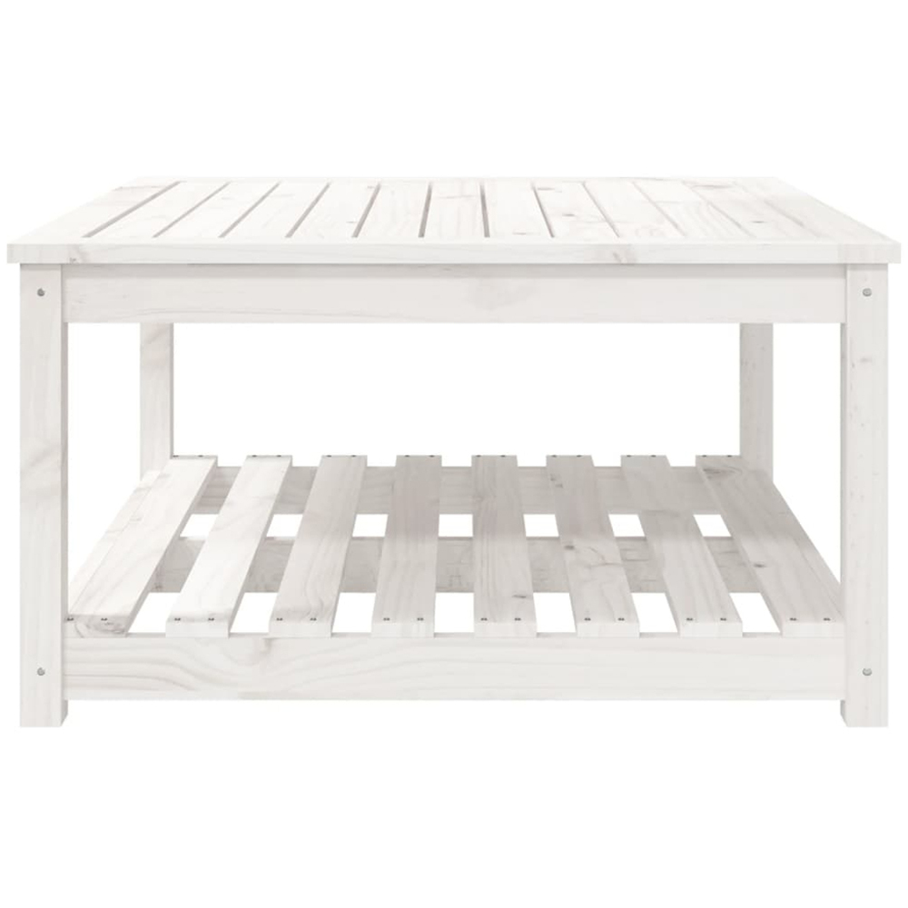 vidaXL Single Shelf White Solid Pine Wood Slatted Garden Table 82.5 x 82.5cm Image 3