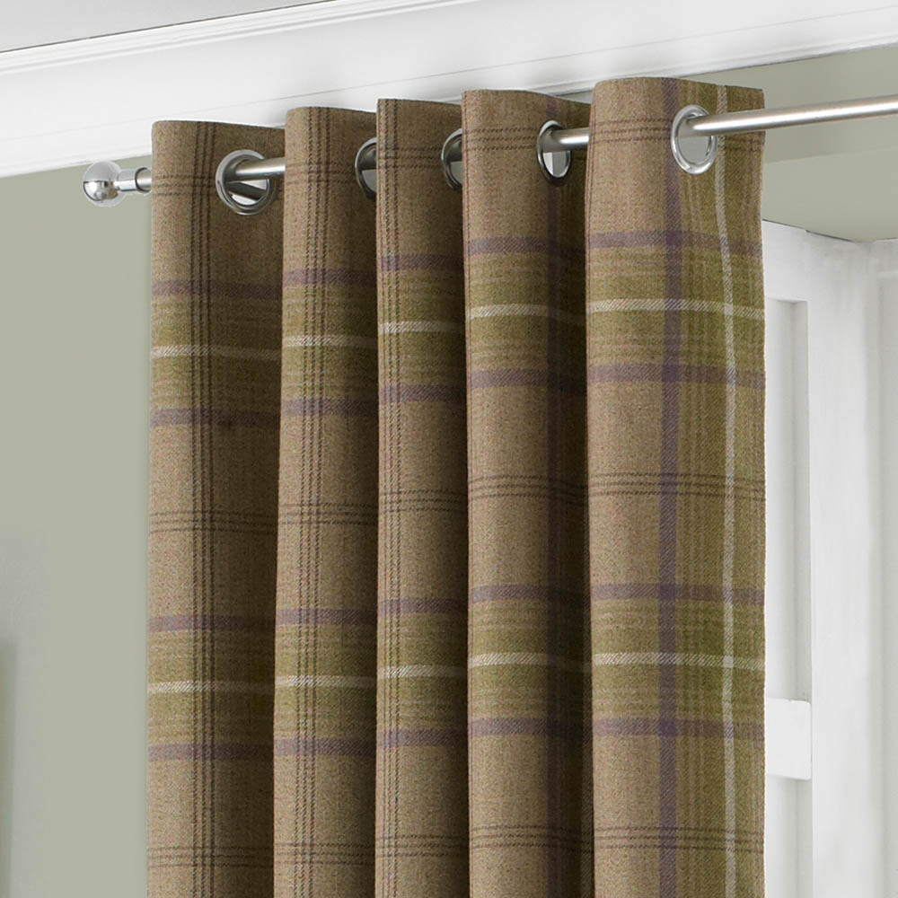 Paoletti Aviemore Thistle Tartan Check Eyelet Curtain 117 x 137cm Image 2