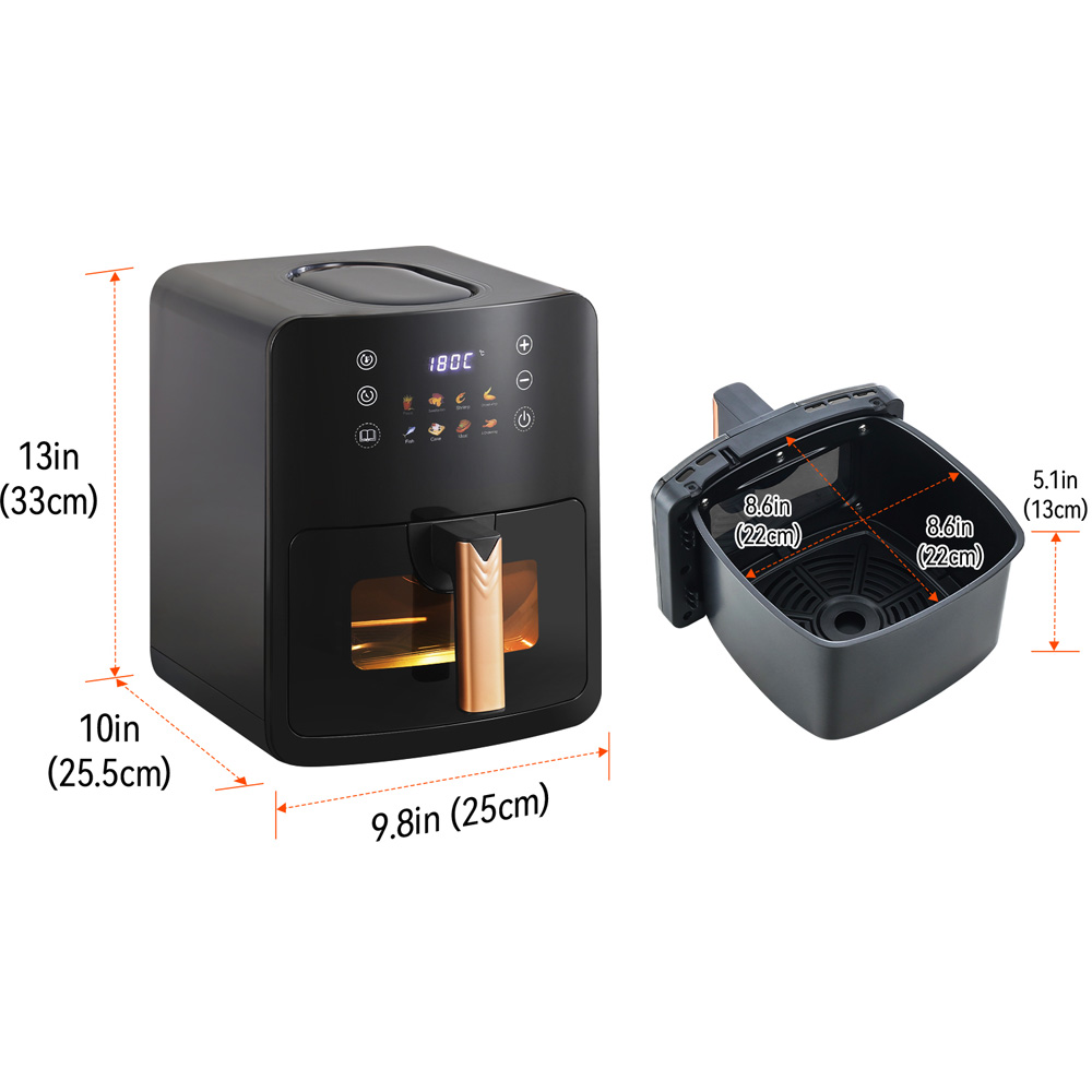 Living and Home DM0714 5L Black Digital Touchscreen Air Fryer 1300W Image 6