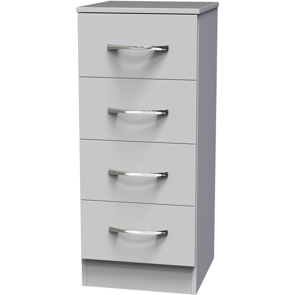 Crowndale Avon 4 Drawer White Matt Bedside Cabinet Ready Assembled Image 2