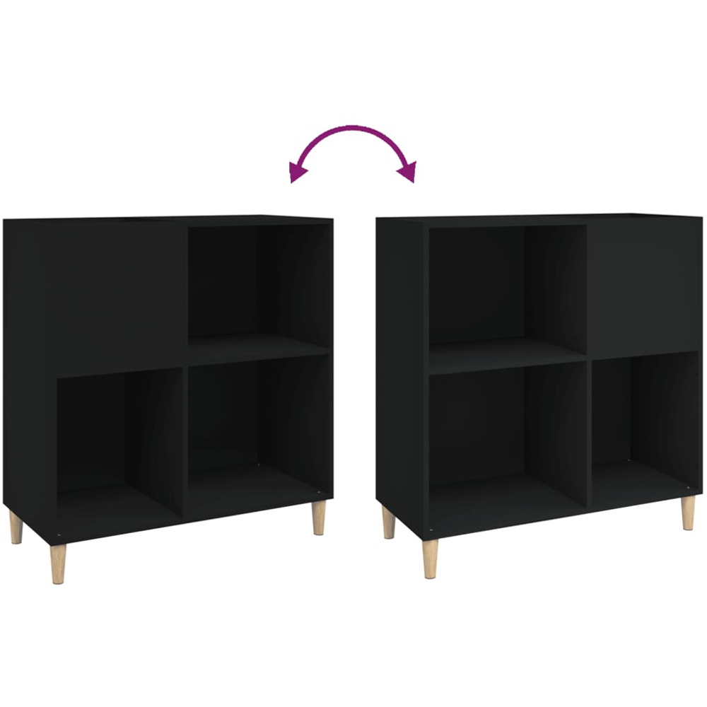 vidaXL 3 Shelf Black Record Cabinet Image 6