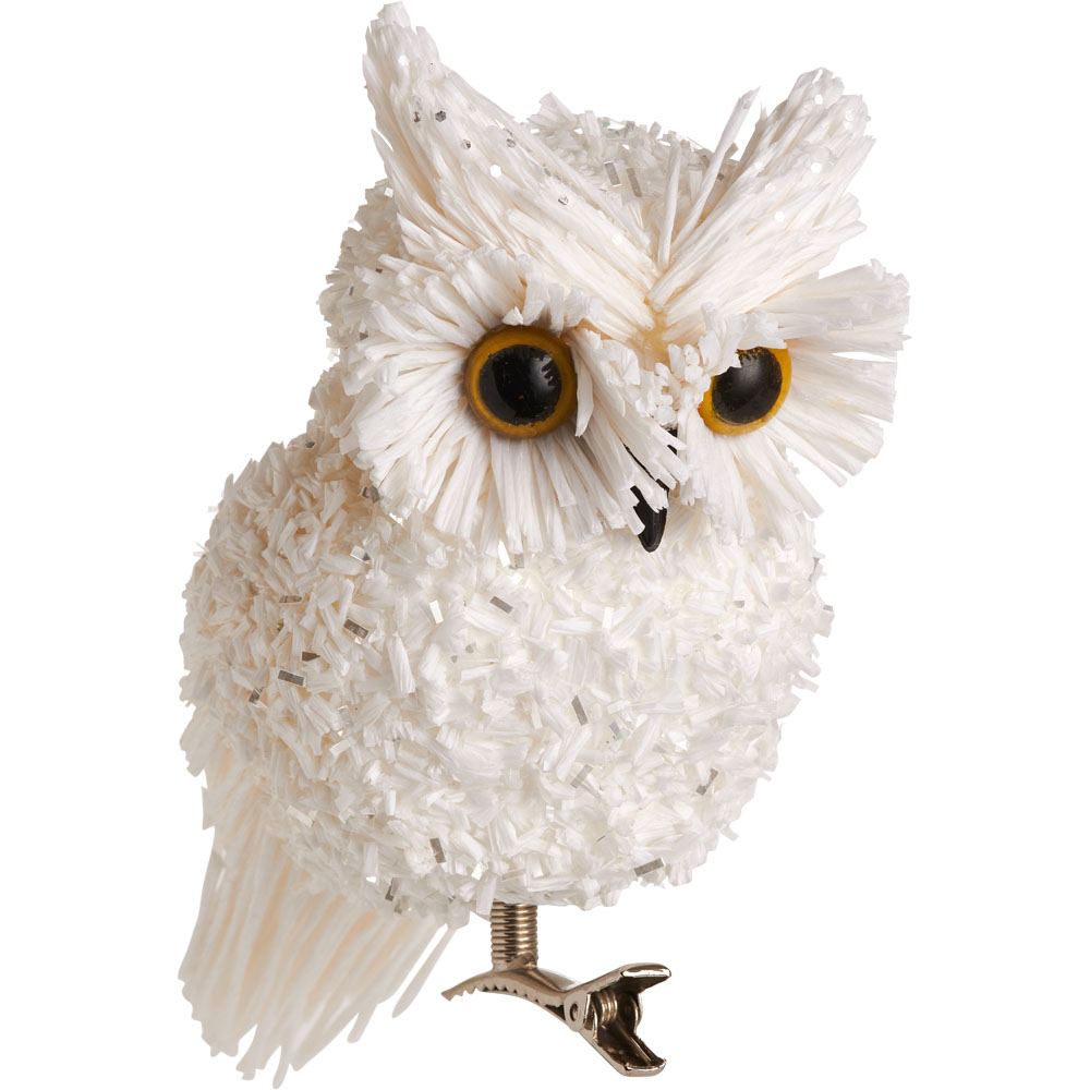 Wilko Glitters Snowy Owl Tree Ornament Image 1