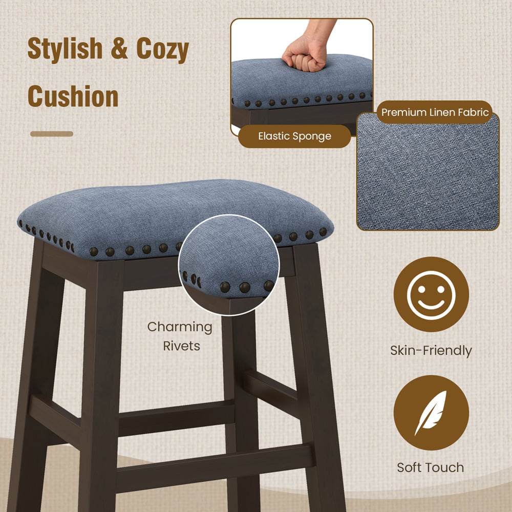 Costway Brown Padded Bar Stool Set of 2 Image 8